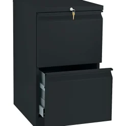 File Cabinets*HON Brigade 2-Drawer Mobile Vertical File Cabinet, Letter Size, Lockable, 28"H x 15"W x 19.875"D, Black (H33820RP)