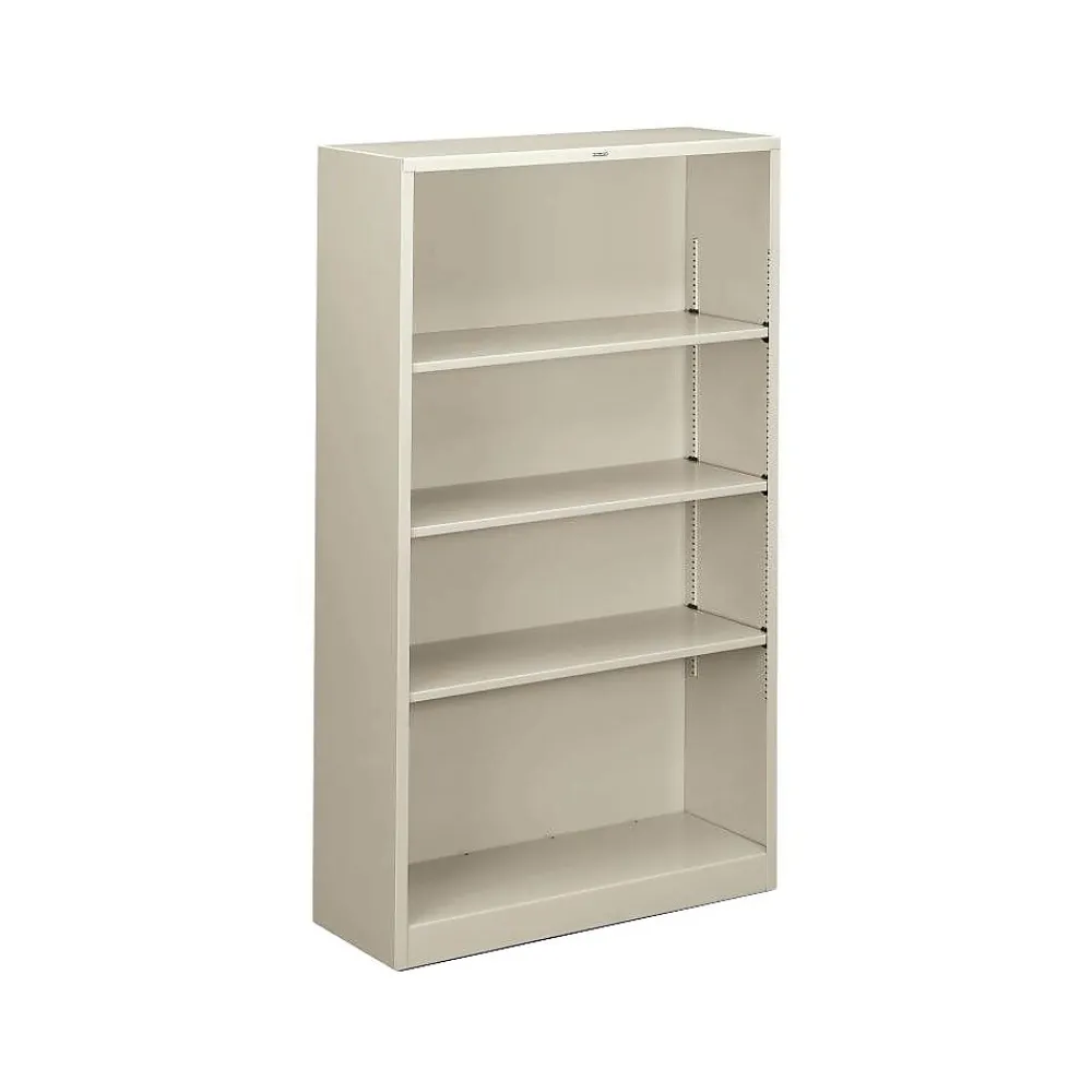 Bookcases*HON Brigade 4-Shelf Metal Bookcase, 59"H x 34 1/2"W x 12.63"D, Light Gray (S60ABCQ)
