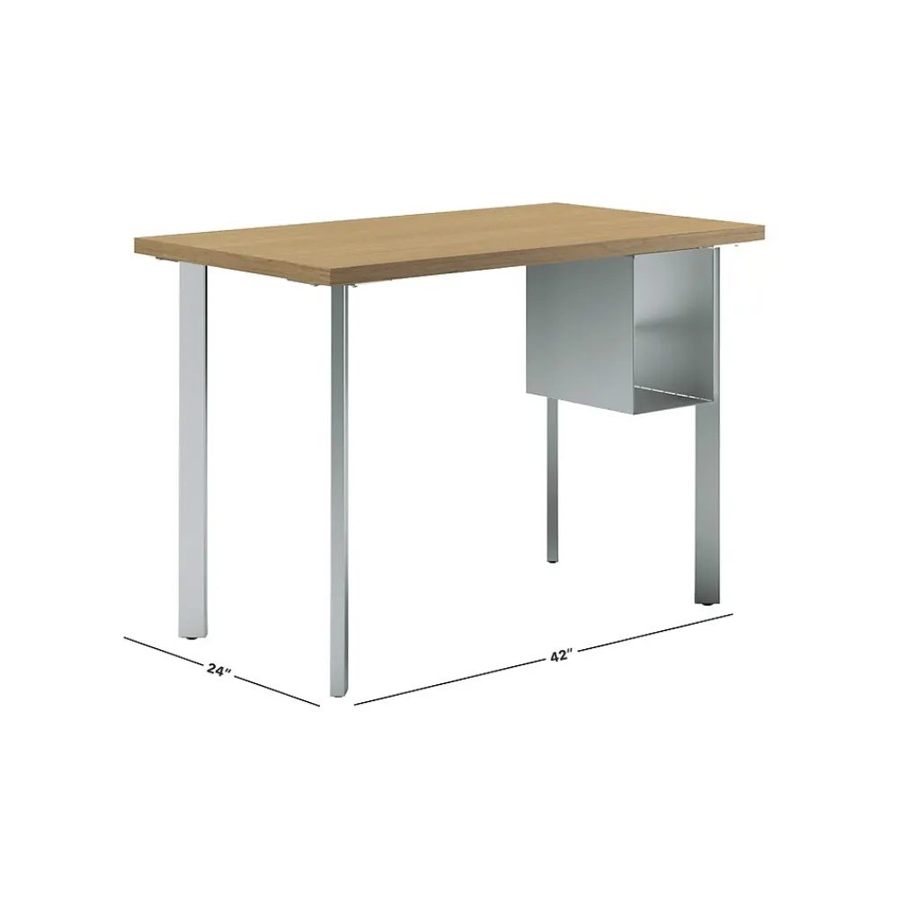Office Desks*HON Coze 42"W Desk w/U-Storage, and Silver (RPL2442N1P6S) Natural Recon