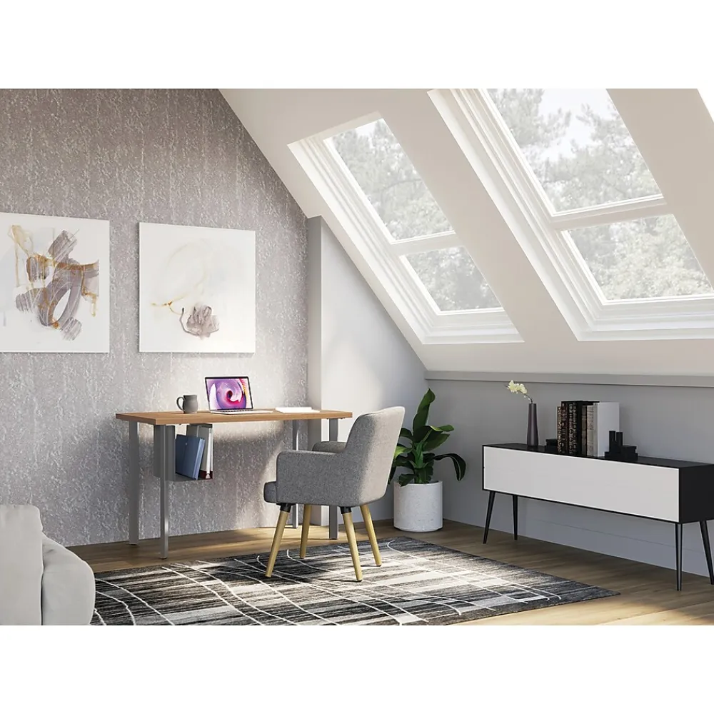 Office Desks*HON Coze 42"W Desk w/U-Storage, and Silver (RPL2442N1P6S) Natural Recon