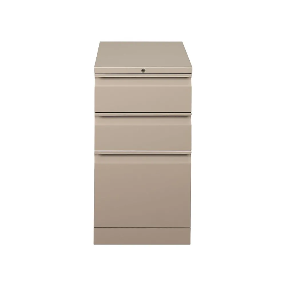 File Cabinets*HON Flagship 3-Drawer Mobile Vertical File Cabinet, Letter Size, Lockable, 28"H x 15"W x 22.88"D, Putty (18723RL)