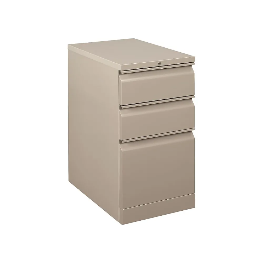 File Cabinets*HON Flagship 3-Drawer Mobile Vertical File Cabinet, Letter Size, Lockable, 28"H x 15"W x 22.88"D, Putty (18723RL)