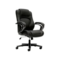 Office Chairs*HON High-Back Chair, Fixed Arms, Black Vinyl (BSXVL402EN11)