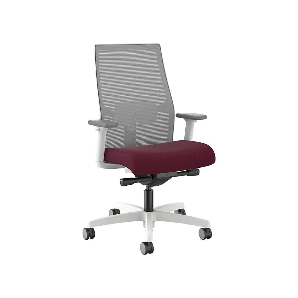 Office Chairs*HON Ignition 2.0 Mid-Back Fabric Swivel Task Chair, Designer White/Fog/Merlot Blume (HIWMM.Y2.A.TS.)