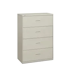 File Cabinets*HON Lateral File, 4 Drawers, Molded Pull, Light Gray Finish, 36"W (BSX484LQ)