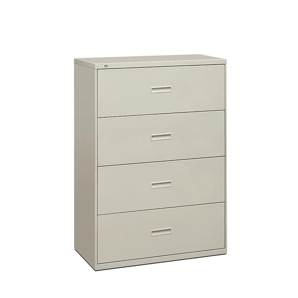 File Cabinets*HON Lateral File, 4 Drawers, Molded Pull, Light Gray Finish, 36"W (BSX484LQ)