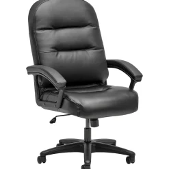 Office Chairs*HON Leather Executive Chair, Fixed Arms, Black (2095HPWST11T)