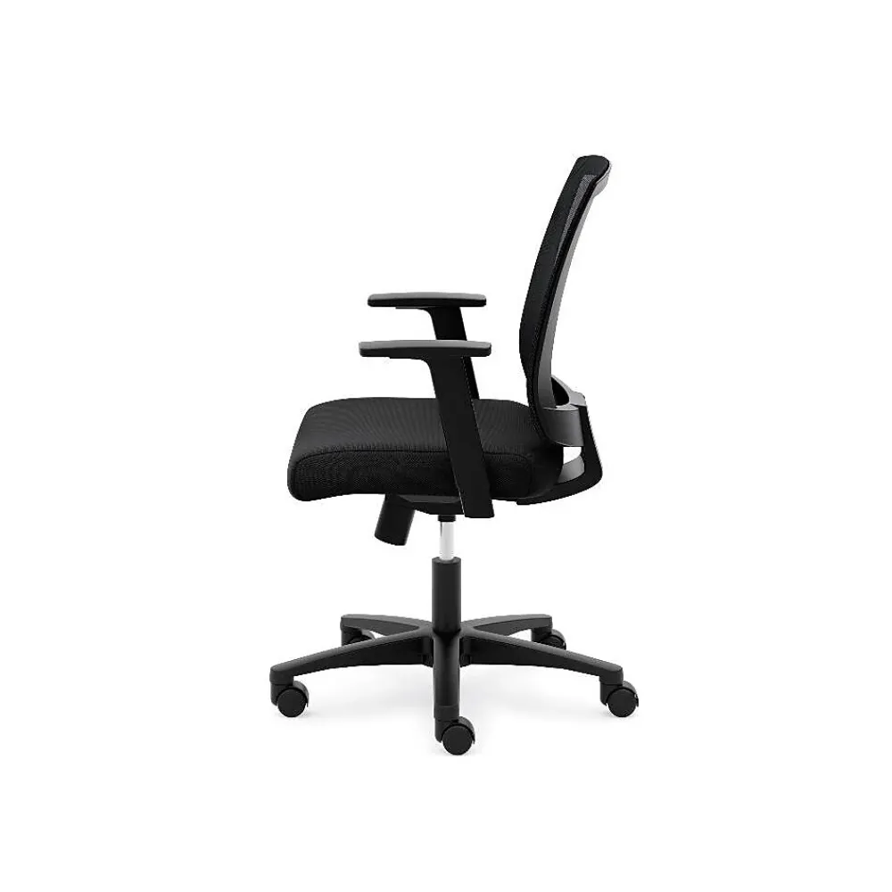 Office Chairs*HON Mesh Mid-Back Task Chair, Center-Tilt, Tension, Lock, Fixed Arms, Black Mesh, Black Fabric (BSXVL511LH10)