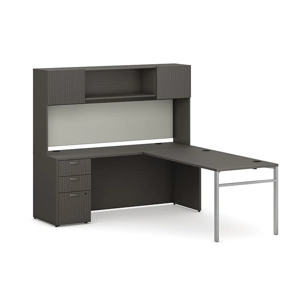 L-Desks*HON Mod 72" L-Shaped Executive Desk with Storage, Slate Teak (HLPL8472LDSKSL1ULEGS)
