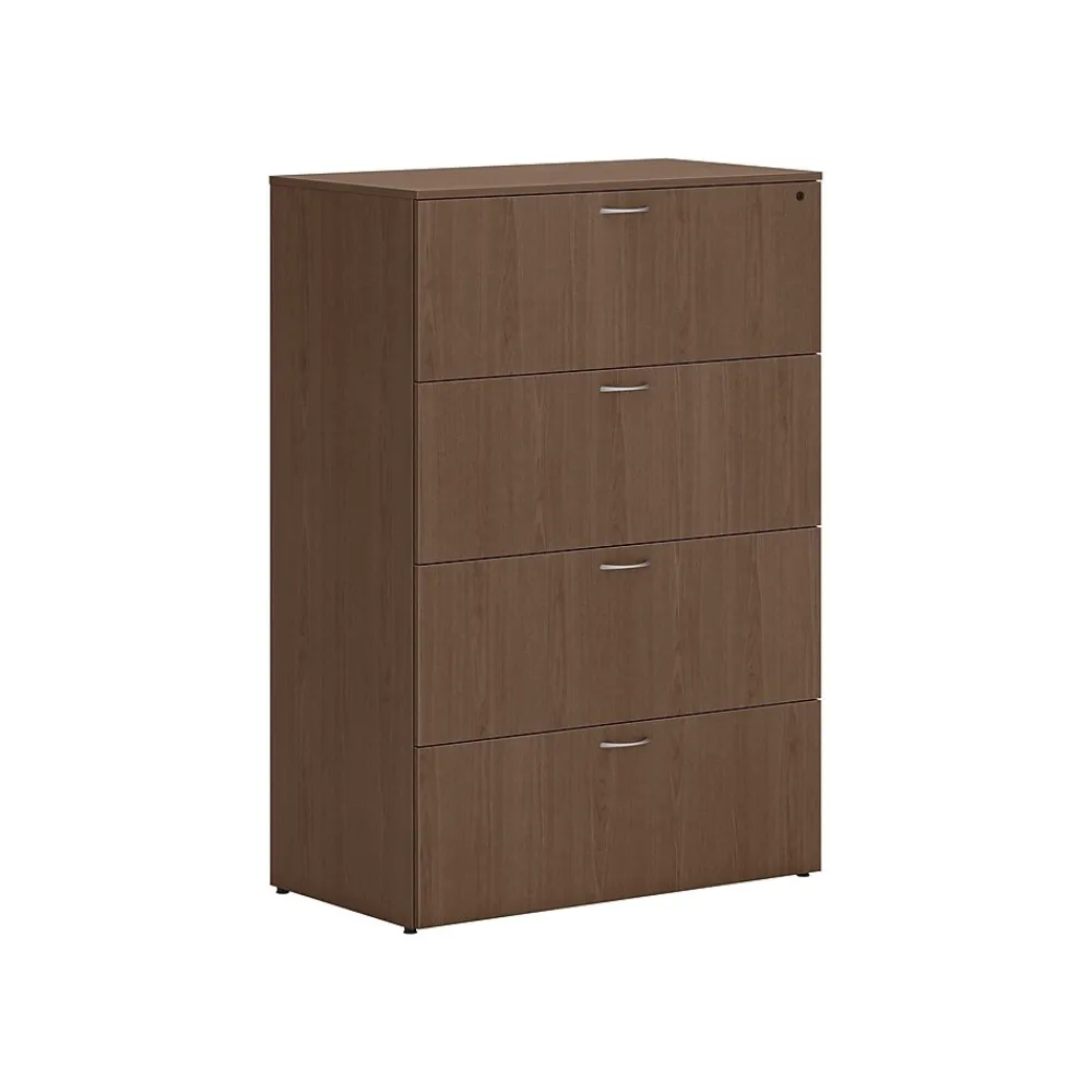 File Cabinets*HON Mod 4-Drawer Lateral File Cabinet, Locking, Letter/Legal, Sepia Walnut, 36" (HLPLLF3620L4.LSE1)