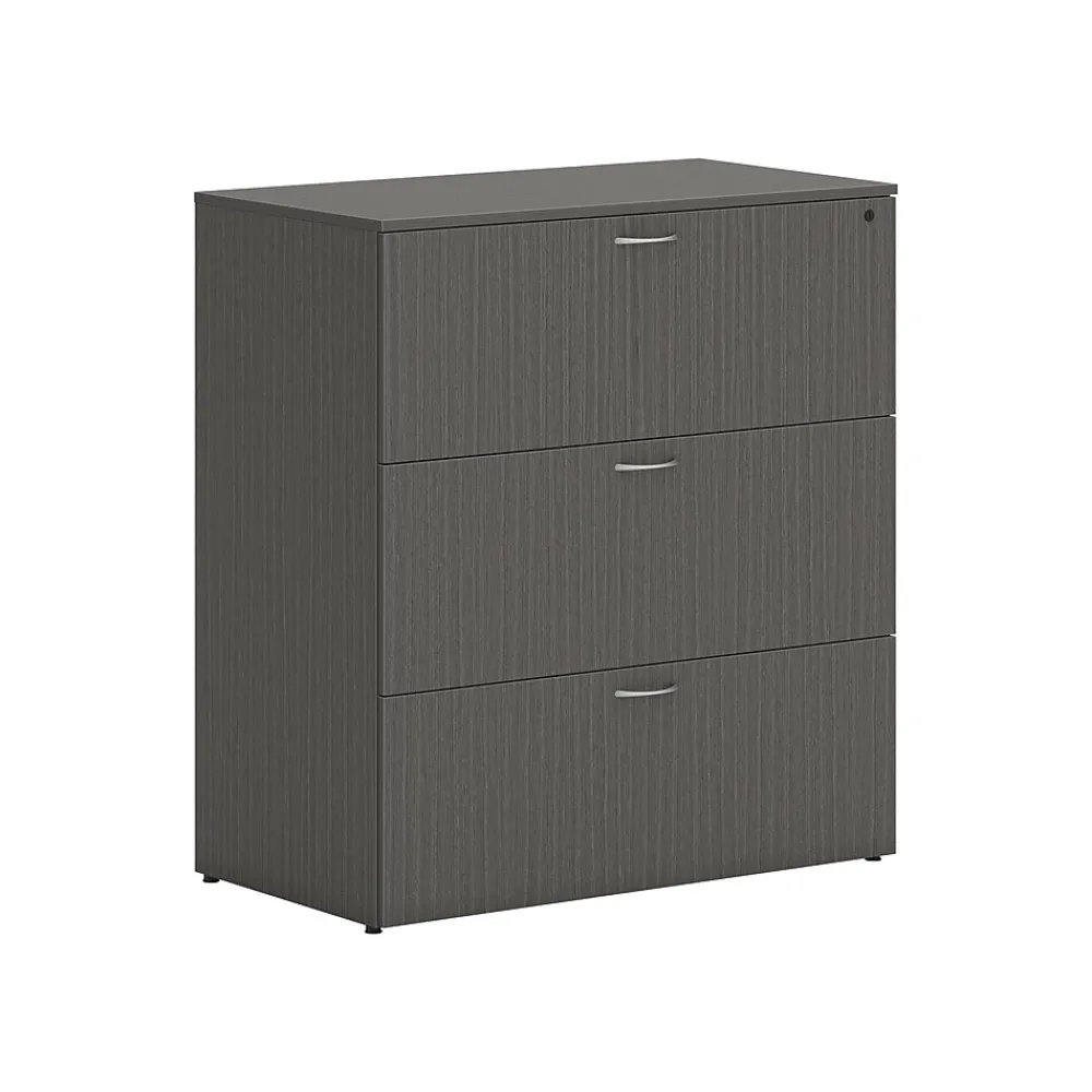 File Cabinets*HON Mod 3-Drawer Lateral File Cabinet, Letter/Legal Size, Lockable, 40"H x 36"W x 20"D, Slate Teak (HLPLLF3620L3.LSL1)