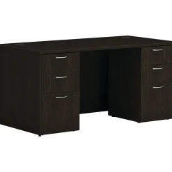 Office Desks*HON Mod 60"W Double-Pedestal Desk, (HLPLDS6030BBFJA1) Java Oak