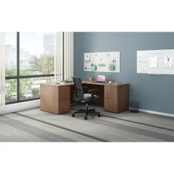 Computer Desks*HON Mod 66"W L-Shaped Double-Pedestal Desk, (HLPL6672LDESKSE1) Sepia Walnut