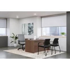 Office Desks*HON Mod 60"W L-Shaped Single-Pedestal Desk, (HLPL6072LDESK1BBFSE1) Sepia Walnut