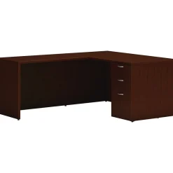 L-Desks*HON Mod 60"W L-Shaped Single-Pedestal Desk, (HLPL6072LDESK1BBFTM1) Traditional Mahogany