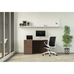 Computer Desks*HON Mod 48"W Single-Pedestal Desk, (HLPLDS4830BBFSE1) Sepia Walnut