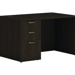 Computer Desks*HON Mod 48"W Single-Pedestal Desk, (HLPLDS4830BBFJA1) Java Oak