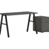 Office Desks*HON Mod 48"W Table Desk with Mobile Storage, Slate Teak (HLPL4824BFLS1ALEGBLK)