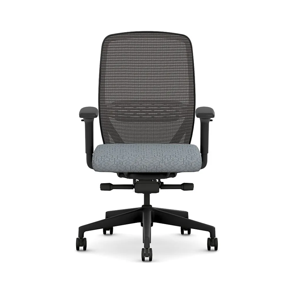 Office Chairs*HON Nucleus Fabric/Mesh Swivel Task Chair, Basalt/Black (HNR1KD.Y2.STC.A.H.IM.APX25.BL.SB.T)