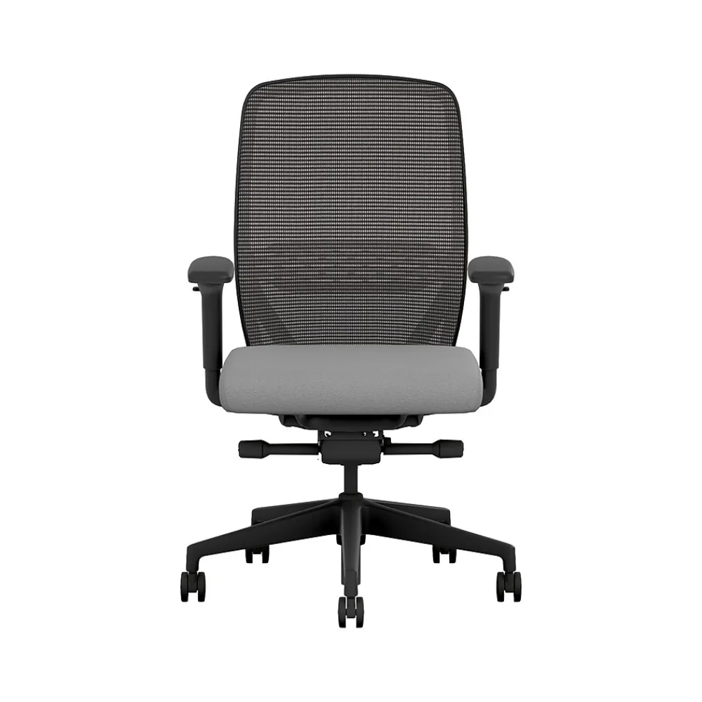 Office Chairs*HON Nucleus Fabric/Mesh Swivel Task Chair, Frost/Black (HNR1KD.Y2.STC.A.H.IM.CU22.BL.SB.T)