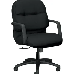 Office Chairs*HON Pillow-Soft Fabric Mid-Back Executive Chair, Black, Fixed Arms (2092CU10T)