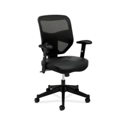 Office Chairs*HON Prominent Mesh High-Back Task Chair, Adjustable Arms, Black SofThread Leather Seat (BSXVL531SB11)