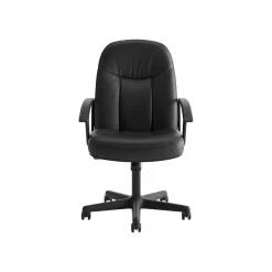 Office Chairs*HON SofThread Leather High-Back Executive Chair, Center-Tilt, Fixed Arms, Black (BSXVL601SB11)