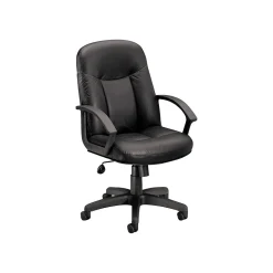 Office Chairs*HON SofThread Leather High-Back Executive Chair, Center-Tilt, Fixed Arms, Black (BSXVL601SB11)