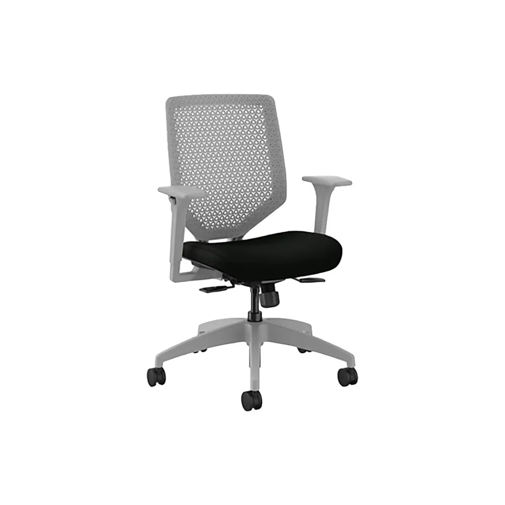 Office Chairs*HON Solve Ergonomic Vinyl Swivel Task Chair, Black/Titanium (HSLVTMR.Y1.A.H.TI.UR10.NL.SB.TI)