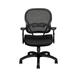 Office Chairs*HON Wave Mesh Mid-Back Chair, Synchro-Tilt, Adjustable Arms, Black Sandwich Mesh (BSXVL712MM10)