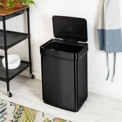 Motion Sensor Steel Indoor Trash Can with Automatic Lid, 13.2 Gallon, Black (TRS-08415)<Honey-Can-Do Clearance