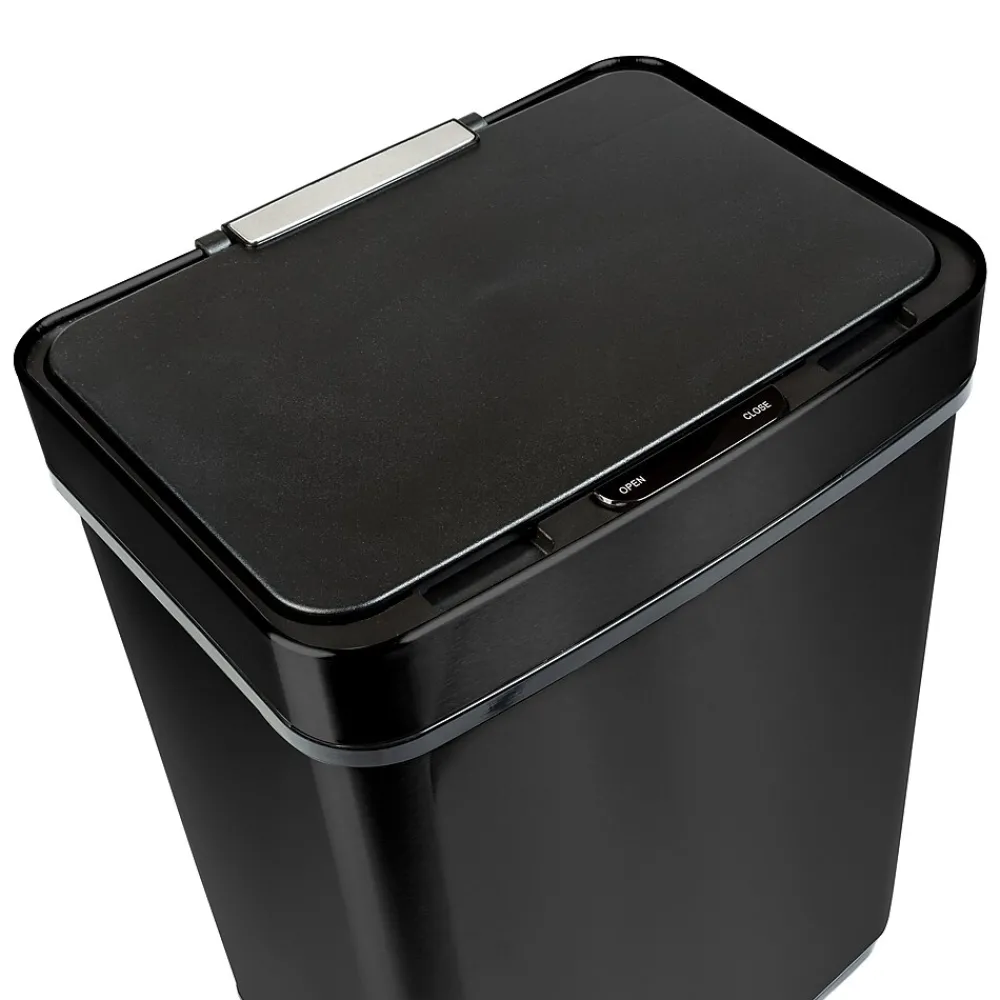 Motion Sensor Steel Indoor Trash Can with Automatic Lid, 13.2 Gallon, Black (TRS-08415)<Honey-Can-Do Clearance