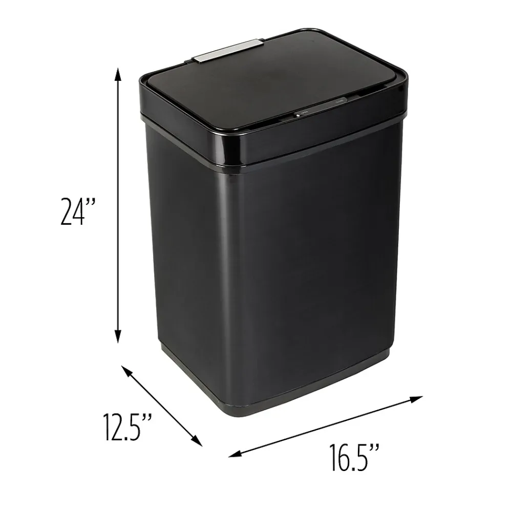 Motion Sensor Steel Indoor Trash Can with Automatic Lid, 13.2 Gallon, Black (TRS-08415)<Honey-Can-Do Clearance