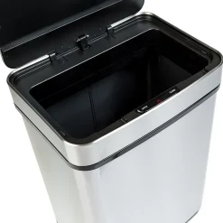 Motion Sensor Steel Indoor Trash Can with Automatic Lid, 13.2 Gallon, Silver (TRS-08414)<Honey-Can-Do Clearance