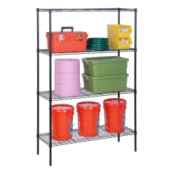 Shelving*Honey-Can-Do 4-Shelf Metal Shelving Unit, 48"W, Black (SHF-05225)