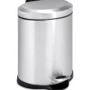 Stainless Steel Oval Step Trash Can with Lid, Silver, 1.32 Gallon (TRS-01448)<Honey-Can-Do New