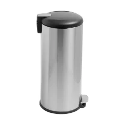 Steel Indoor Round Soft-Close Trash Can with Hinged Lid, 7.92 Gallon, Silver (TRS-08994)<Honey-Can-Do Hot