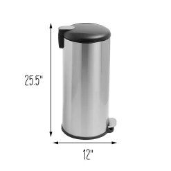Steel Indoor Round Soft-Close Trash Can with Hinged Lid, 7.92 Gallon, Silver (TRS-08994)<Honey-Can-Do Hot