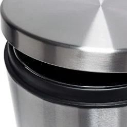 Steel Indoor Round Step Can Trash Can with Hinged Lid, 7.92 Gallon, Silver (TRS-09074)<Honey-Can-Do Best