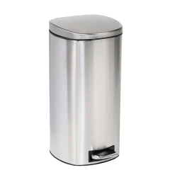 Steel Indoor Step Trash Can with Hinged Lid, 7.92 Gallon, Silver (TRS-09330)<Honey-Can-Do