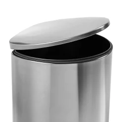 Steel Indoor Semi-Round Step Trash Can with Hinged Lid, 10.56 Gallon, Silver (TRS-09332)<Honey-Can-Do