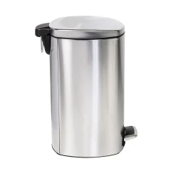 Steel Indoor Square Soft-Close Step Trash Can with Hinged Lid, 13.2 Gallon, Silver (TRS-09335)<Honey-Can-Do Outlet