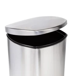 Steel Indoor Square Soft-Close Step Trash Can with Hinged Lid, 13.2 Gallon, Silver (TRS-09335)<Honey-Can-Do Outlet