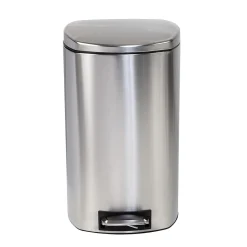 Steel Indoor Square Soft-Close Step Trash Can with Hinged Lid, 13.2 Gallon, Silver (TRS-09335)<Honey-Can-Do Outlet