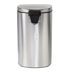 Steel Indoor Square Soft-Close Step Trash Can with Hinged Lid, 13.2 Gallon, Silver (TRS-09335)<Honey-Can-Do Outlet