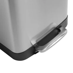Steel Indoor Square Step Trash Can with Hinged Lid, 13.2 Gallon, Silver (TRS-08993)<Honey-Can-Do Online