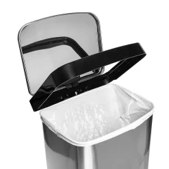 Steel Indoor Square Step Trash Can with Hinged Lid, 13.2 Gallon, Silver (TRS-08993)<Honey-Can-Do Online