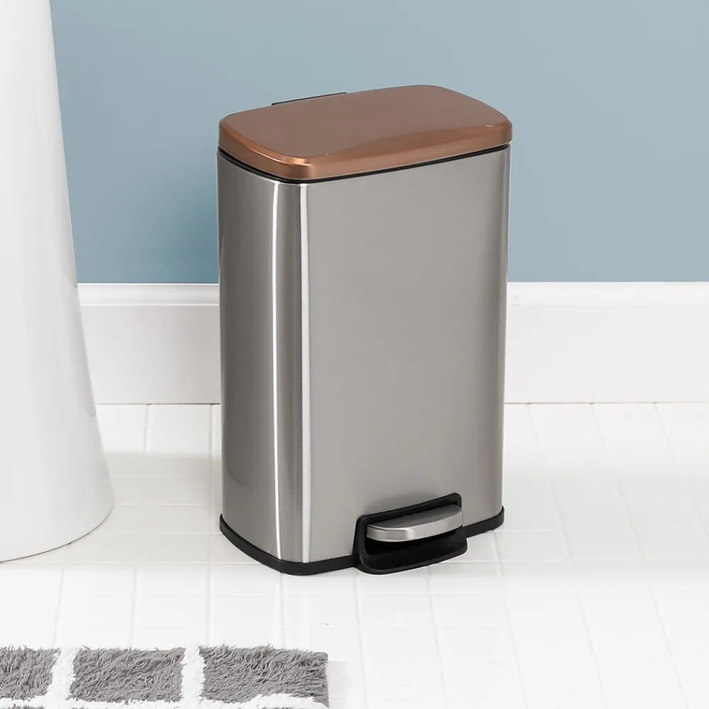 Steel Indoor Trash Can Set with Hinged Lid, 7.92 & 1.32 Gallon, Rose Gold (TRS-09325)<Honey-Can-Do Clearance