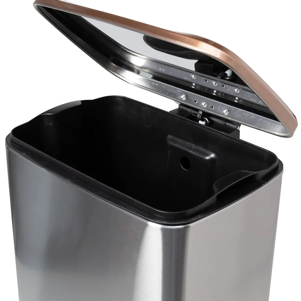 Steel Indoor Trash Can Set with Hinged Lid, 7.92 & 1.32 Gallon, Rose Gold (TRS-09325)<Honey-Can-Do Clearance