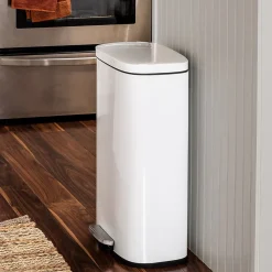 Steel Indoor Trash Can Set with Hinged Lid, 7.92 & 1.32 Gallon, White (TRS-09076)<Honey-Can-Do Sale